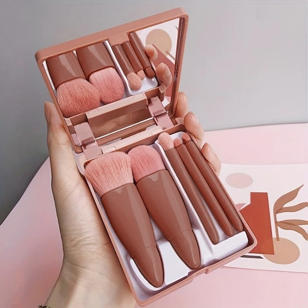 Beauty Makeup Kit Box - Set di 5 Pennelli Cosmetici Portatili